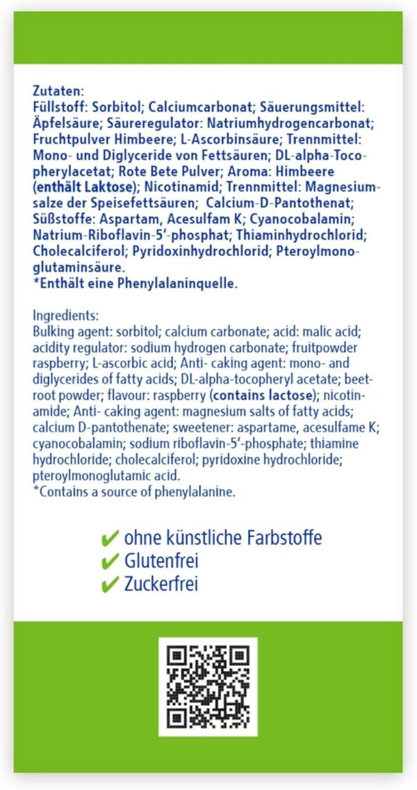 SUNLIFE Multivitamin Kinder Bärchen 60 Lutschtabletten 1 x 60 Stück - Multi Vitamin Kinder mit Himbeer-Geschmack - gluten- & zuckerfrei - Kinder Multivitamin Tabletten mit 10 Vitaminen & Calcium – Bild 10