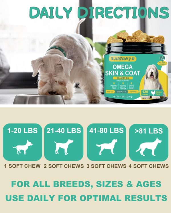 Haut und Fell für Hunde - Skin & Coat Omega 3 für Hunde- Fortschrittliche Formel für gesunde Haut und Glänzendes Fell - Reich an Lachsöl, Omega 3 & 6, Vitaminen - Geschmack Huhn – Bild 5