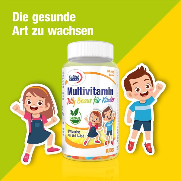 Multivitamin Jelly Beans für Kinder | Vegan | Optimal für Kinder ab 4 Jahren | Mit Blaubeer-, Mango- und Himbeergeschmack | EuRho® Vital – Made in Germany | 90 Stück – Bild 6