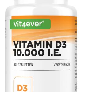 Vitamin D3 10.000 I.E. Depot - 365 Tabletten - Alle 10 Tage eine Tablette - Vegetarisch - Hohe Reinheit - Premium Qualität