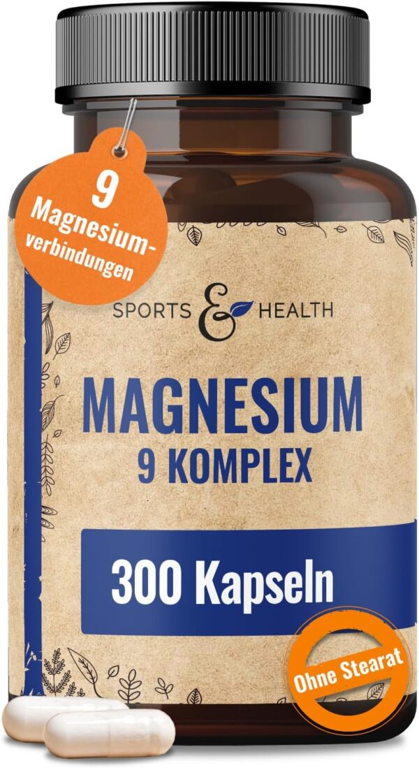 Magnesium Komplex Hochdosiert 400mg - [300x Kapseln - 9 Magn Verbindungen] – Magnesiumkomplex - Magnesium Hochdosiert Kapseln – Complex Mit Vitamin B – Magnesiumoxid, Magnesiumbisglycinat