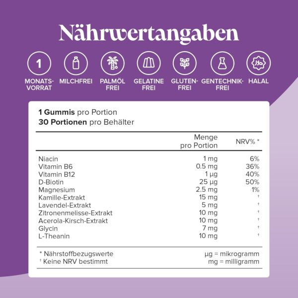Schlafgummis für Kinder – Nahrungsergänzungsmittel für Kinder in der Nacht – Melatonin-Alternative zur Schlafenszeit – Vegan – Glutenfrei – Magnesium – L-Theanin – B12 – von Novomins – Bild 5