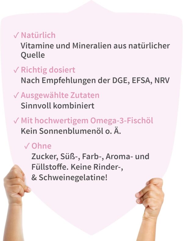 Premium Omega-3 Kapseln – für Mama & Baby – 293 mg DHA und 173 mg EPA – vor, während & nach der Schwangerschaft – sicheres & frisches Omega-3 – einfache Einnahme – 90 Mini-Kapseln – Bild 4