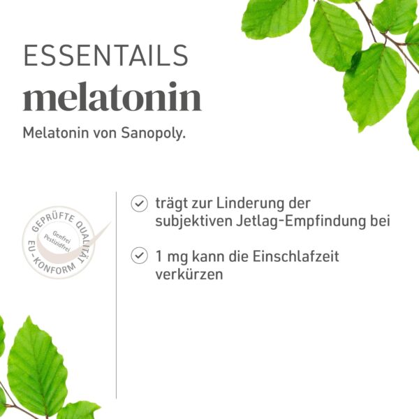 Sanopoly ESSENTIALS Melatonin Tabletten I Melatonin 0,5mg I 120 Kautableten I Vegan & ohne Gentechnik – Bild 4
