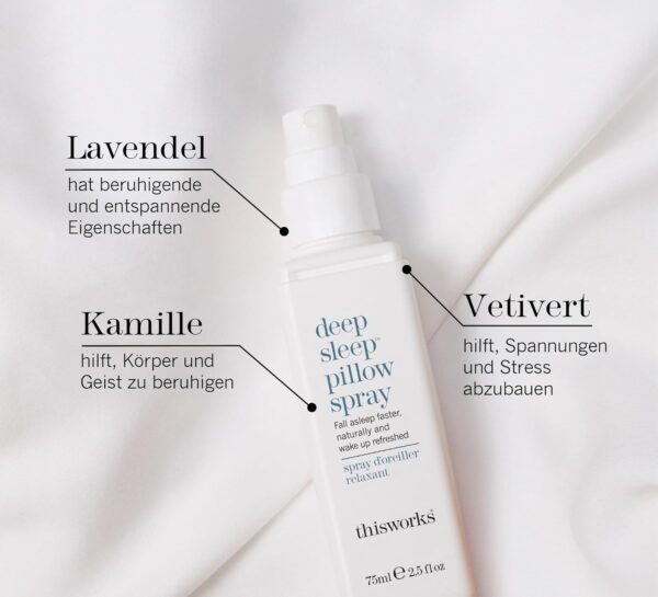 This Works Deep Sleep Pillow Spray, 75 ml — Natürliches Schlafspray mit Lavendel, Kamille und Vetivert — wissenschaftlich fundiertes Kissenspray zur Schlafunterstützung – Bild 3