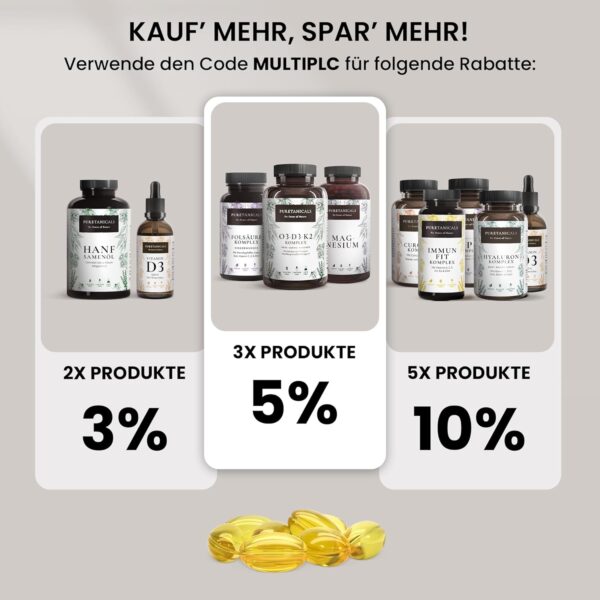Omega 3 + Vitamin D3, K2 MK7 All-Trans mikroverkapselt - Premium Essentials O3-D3-K2 hochdosiert - Fischöl mit essentiellen EPA & DHA Fettsäuren | Fisch Öl Omega3 Fish Oil Tropfen | 240 Kapseln – Bild 6