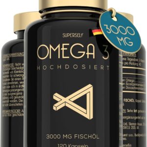 Omega 3 Kapseln Hochdosiert 3000mg - Premium Fischöl 120 Kapseln - Dreifache Wirkung - Hoher DHA & EPA Gehalt - Reines Omega 3 Öl aus Nachhaltigem Fischfang - Laborgeprüftes Fischöl Ohne Zusätze
