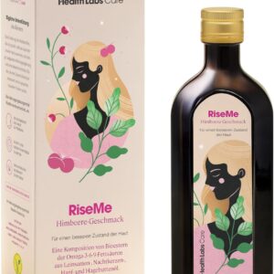 Vegan Omega 3 6 9, Premium Öl flüssig mit Vitamin A, D, E, Omega 3 6 9 hochdosiert, die Gesundheit und den Zustand der Haut unterstützen, 250 ml Himbeergeschmack