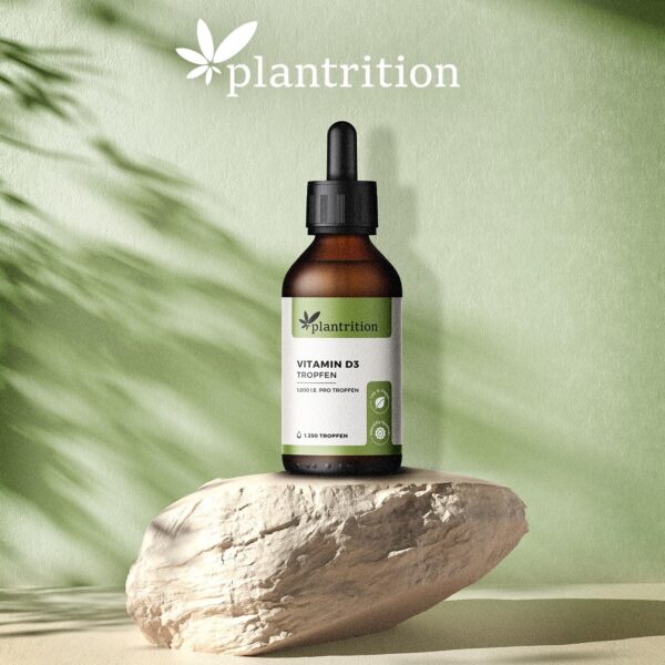 plantrition Vitamin D3 Tropfen Vegan 1000 I.E. pro Tropfen 1.350 Tropfen Vitamin D Öl - Vitamin D3 aus Flechten (Cholecalciferol) MCT Öl Kokosbasis Made in Germany - 50ml – Bild 2