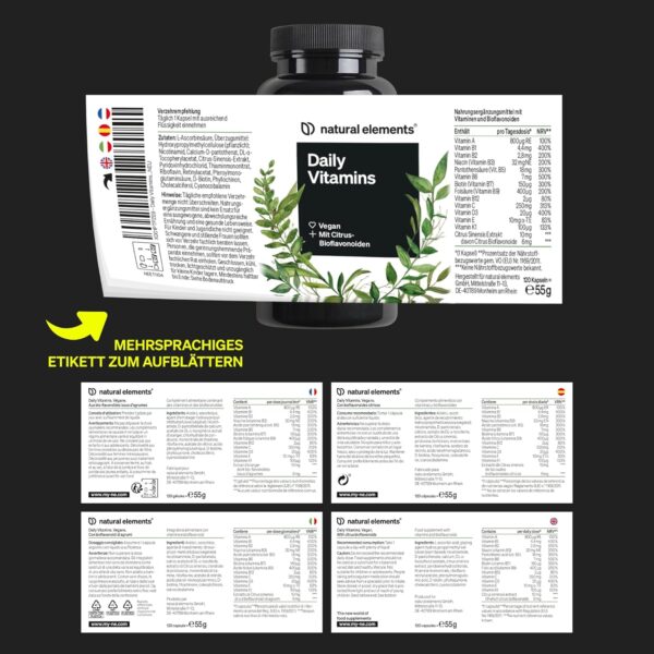 Daily Vitamins – 120 Multivitamin Kapseln – alle wertvollen Vitamine A-K – perfekt für Sportler – vegan, hochdosiert, ohne unnötige Zusätze – in Deutschland produziert & laborgeprüft – Bild 6