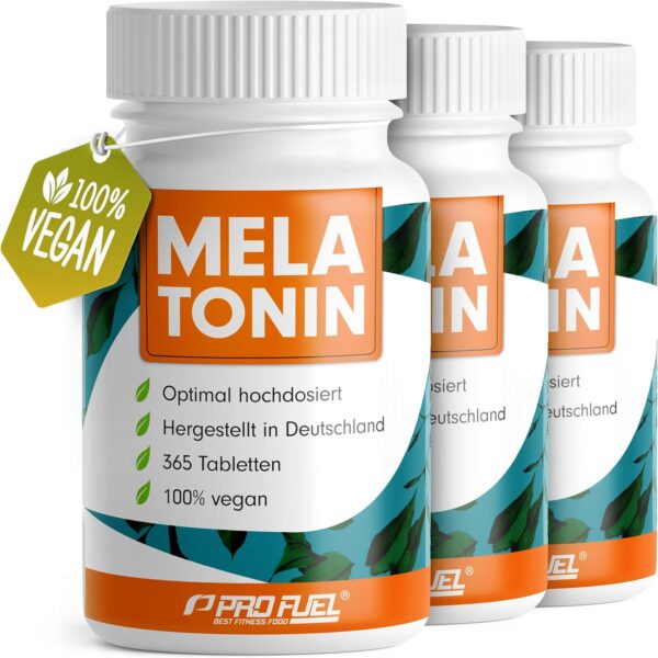 Melatonin 3x365 Tabletten - 0,5 mg bioaktives Melatonin pro Tag - Optimal hochdosiert - Laborgeprüft - Ohne unerwünschte Zusatzstoff - Made in Germany - 100% vegan