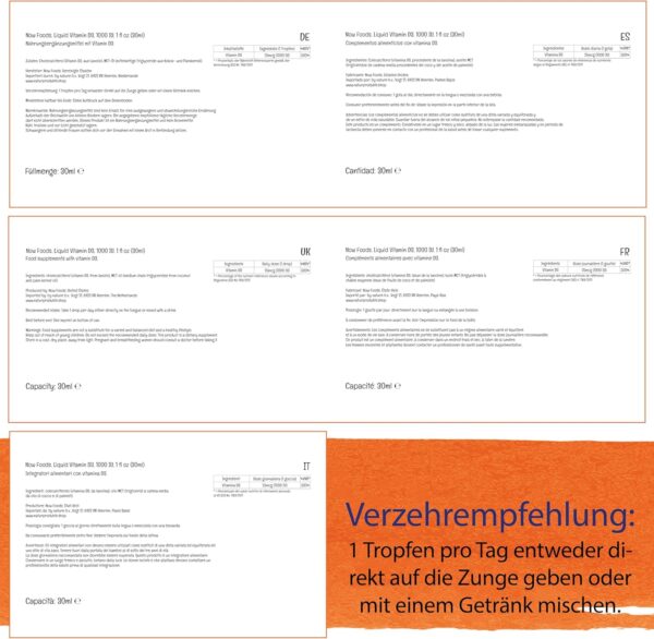 Now Foods, Flüssiges Vitamin D3, 1000 IU, 30ml, Vitamin-D-Tropfen aus Lanolin, Laborgeprüft, Sojafrei, Glutenfrei, Ohne Gentechnik – Bild 9