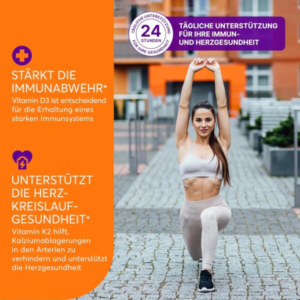 Vitamin D3 + K2 5000 IU | 2 In 1 | Für Knochen, Herz Und Gesundheit | Täglicher Unterstützungskomplex Für Frauen Und Männer | Nicht-GMO, Glutenfrei, Vegan | 120 Kapseln – Bild 4