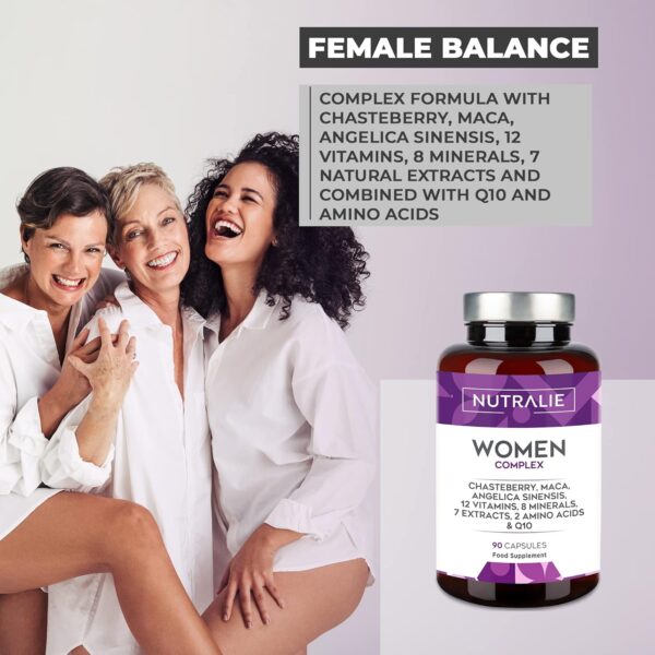 Multivitamin Women Complex - Für Frauen mit Vitamin C, D, B D3, Magnesium und mehr - Komplex aus 20 Vitaminen und Mineralstoffen -Hormonhaushalt - 90 Kapseln – Bild 2
