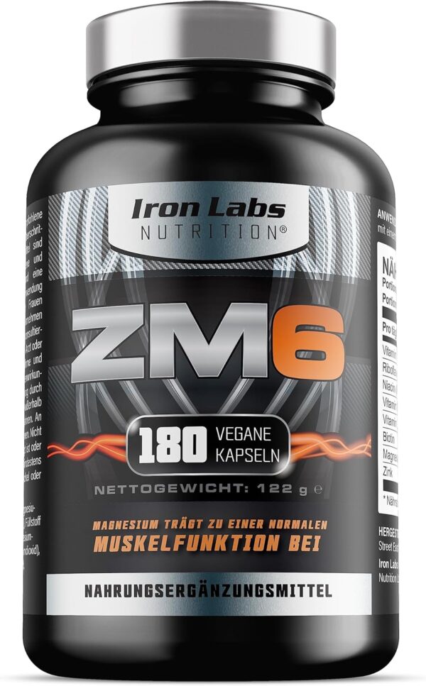 ZM6 - Hochdosierte Zink Magnesium - 180 vegetarische Kapseln - 3 Monate Vorrat von magnesium zink kapseln