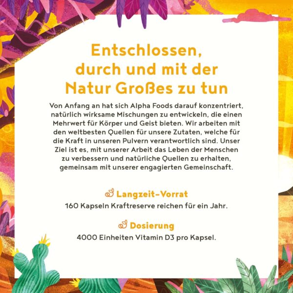 Vitamin D3 + K2 - hochdosiert 4.000 IE - 160 Kapseln - vitaMK-7, 99,99% All-Trans und pflanzliche Omega 3 Fettsäuren aus Leinsamen und Algen - SONNENVITAMINE – Bild 7