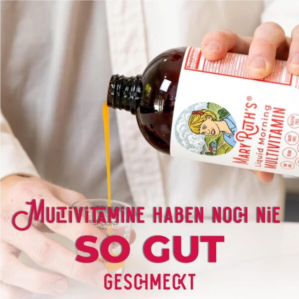 MaryRuth's, Liquid Morning Multivitamin Essentials+, 946ml, breites Spektrum an Vitaminen je Dosis, Himbeerengeschmack, Vegan, Glutenfrei, Sojafrei, GMO frei – Bild 9