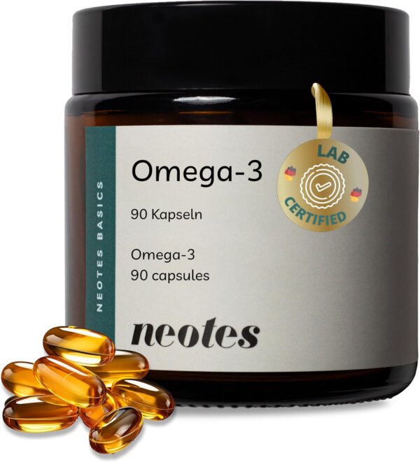 Omega-3 Fettsäure - Hochdosiert mit 720 mg EPA & 280 mg DHA - 90 Kapseln (6 Wochen) - Premium Nahrungsergänzungsmittel mit Fettsäuren aus Fischöl - Optimale Bioverfügbarkeit - neotes