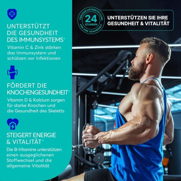 Multivitamin Für Männe - 60 Kapseln für 60 Tage - Vitamin Komplex A-Z & Mineralstoffe wie Zink, Magnesium, Und Mehr - Hochdosierte Tabletten Multivinamine A, C, D, E, B6, B12, K – Bild 4