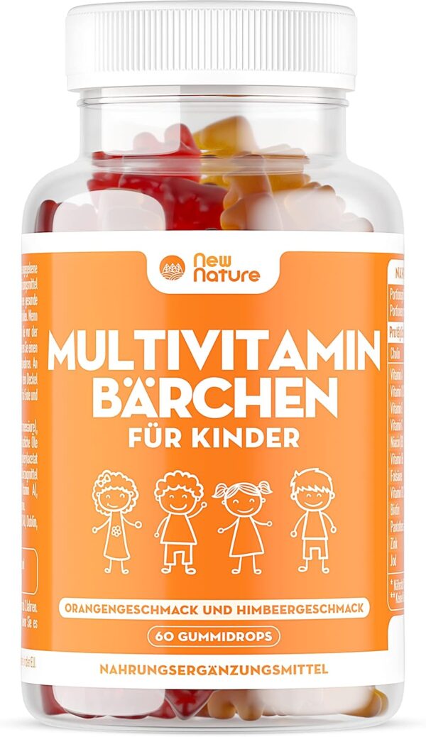 Kinder Multivitamin Fruchtgummis mit Zink, Vitamin C & Vitamin D - Vitamine für Kinder ab 3 Jahren - Zink für das Immunsystem - Kindervitamine (60 Gummis)