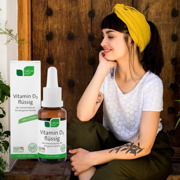 nicapur Vitamin D3 flüssig 1000 I.E - hochdosierte Tropfen - 25 ml (900 Tropfen) – Bild 3
