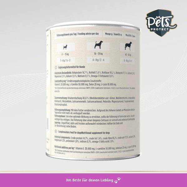 Heart CORE | Futter Ergänzung für Erwachsene, geschwächte & ältere Hunde | Mit Wildkräutern, Vitaminen, Carnitin, Omega-3 & OPC`s | 200g | Deutsche Herstellung – Bild 3