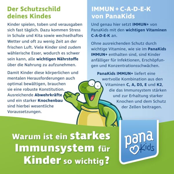 PanaKids IMMUN+ C-A-D-E-K Tropfen für Kinder – 30 ml – Mit Vitamin A, C, D3, E, K2 für Immunsystem & Knochen & Zellen – Hohe Bioverfügbarkeit – Laborgeprüft – Zuckerfrei & Vegan – Made in Germany – Bild 2