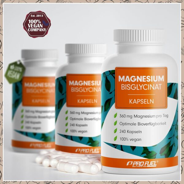 Magnesium Bisglycinat Kapseln 240x - optimal hochdosiert & bioverfügbar - 360 mg Magnesium pro Tag - laborgeprüft mit Zertifikat - 100% vegan - Vorrat für 80 Tage – Bild 4