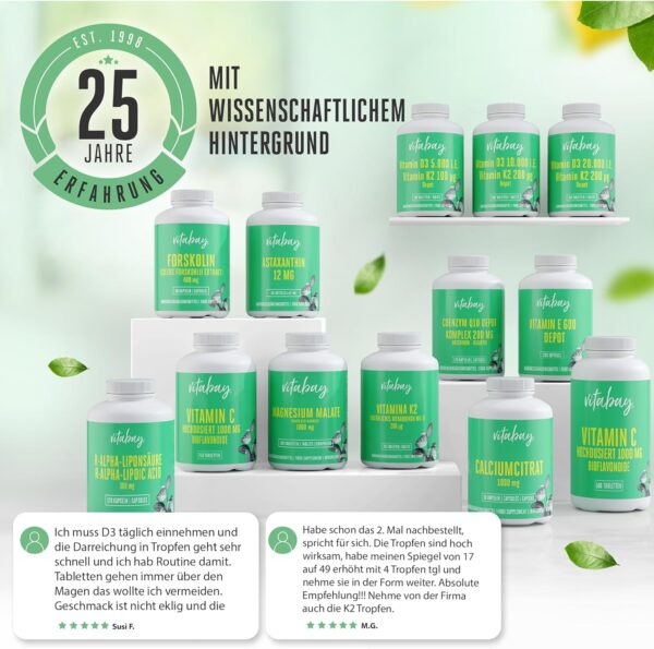Vitabay Vitamin D3 Tropfen 50 ml - 1.500 Vegane Tropfen mit 1.000 ie - Vitamin D3 1000 - Vitamin D3 Hochdosiert Vitamin D Öl - Vit D3 Tropfen Hochdosiert - Vitamin D Öl Hochdosiert Vitamin D3 Vegan – Bild 6