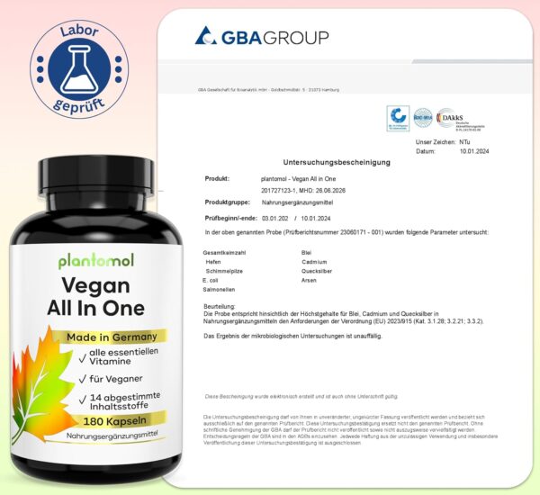 HALBJAHRESVORRAT: Vegan All In One - Vitamine A-Z hochdosiert - Mikronährstoffe & Multi-Vitamin Komplex mit B-Vitaminen D3 K2 Calcium Zink & Eisen - Vegan Complex – Bild 5