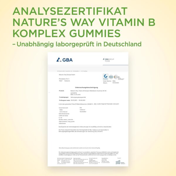 Vitamin B Komplex Multivitamin Gummibärchen hochdosiert - lecker & gesunde Gummies mit Vitamin C Folsäure & 8 B-Vitamine B1 B2 B3 B5 B6 Biotin Vitamin B12 - vegetarisch- tägliche Energie - 60 Stk – Bild 7