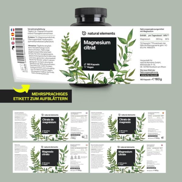 Magnesiumcitrat – 360mg elementares Magnesium pro Tagesdosis – 180 vegane Kapseln – 2-Monats-Vorrat – hochdosiert, ohne Zusätze – in Deutschland entwickelt & laborgeprüft – Bild 6