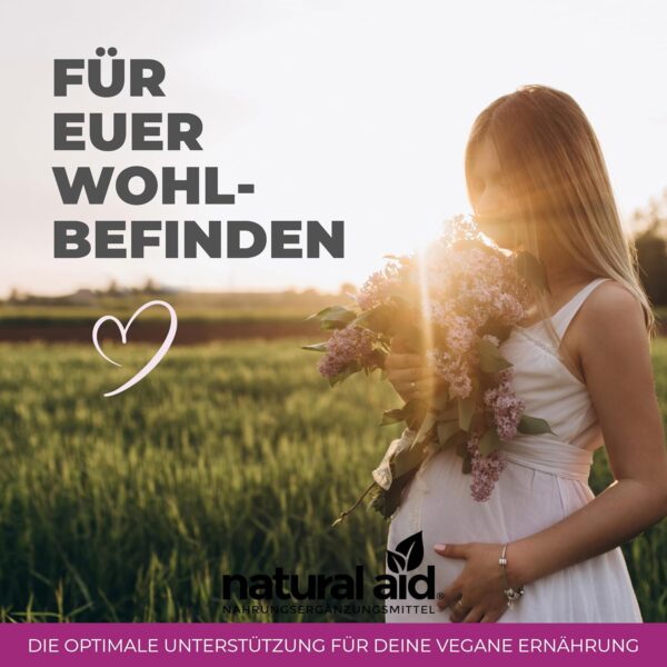 natural aid Daily Vegan Vitamin B12 Kapseln [100% vegan] 120 Stück Folsäure 3in1 laborgeprüft o. Zusätze in DE hergestellt Kinderwunsch Schwangerschaft Stillzeit Vitamin B12 – Bild 7