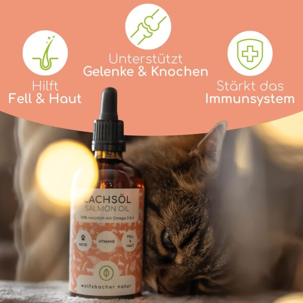 Lachsöl für Katzen mit Omega 3 & 6 I 100ml norwegisches, natürliches Lachs-Öl aus Atlantik-Meer-Lachs I Hochdosiertes Ergänzungsmittel für Katzen – Bild 2