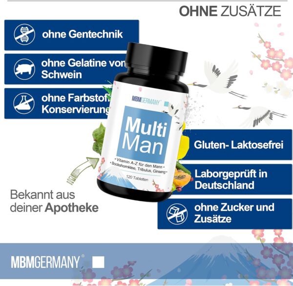 🆄🅽🆂🅴🆁 𝗧𝗜𝗣𝗣: Multivitamin Tabletten A-Z [26X HOCHDOSIERT] für Männer mit Ginseng & Tribulus Komplex + Laborgeprüft in Deutschland – Bild 4