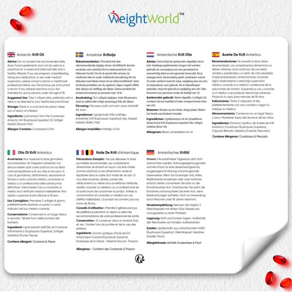 Omega 3 Krillöl Kapseln - 1200mg mit Astaxanthin & Cholin - 180 Weichkapseln für 3 Monate - EPA & DHA für Herz & Blutdruck (EFSA) - Alternative zu Fischöl & Lebertran - Antarktis Krill - WeightWorld – Bild 6