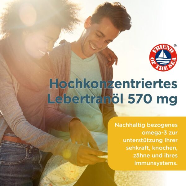 Healthspan Lebertran 570 mg | Unterstützt Gehirnfunktion, Herzgesundheit & Knochengesundheit | Mit 150 mg Omega-3-Fettsäuren pro Kapsel | Zusätzlich Vitamin A & Vitamin D | 180 Kapseln – Bild 4