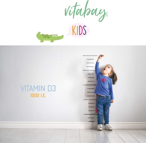 Vitabay Vitamin D3 1000 IE • 120 vegane Lutschtabletten für Kinder • Zum lutschen und kauen • natürliche Süße ohne künstliche Aromen • Made in Germany – Bild 4