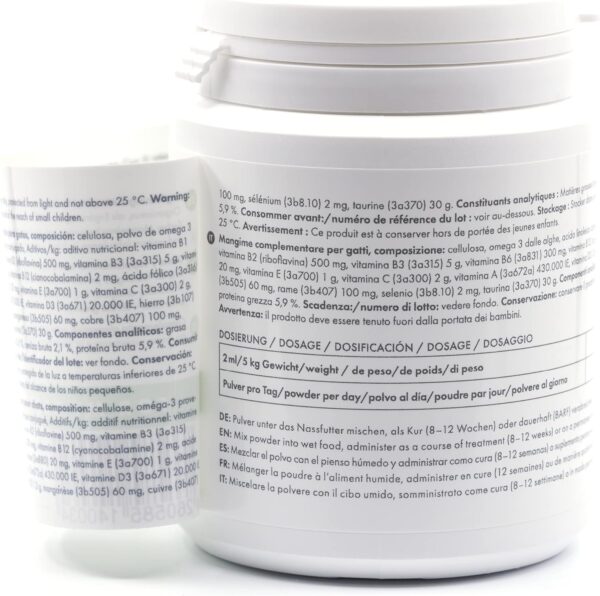 4-BEINER Vitality-CAT Vergleichssieger, 11 Vitamine für Katzen Plus Omega 3, Omega 6, Zink, Selen, Mangan, Kupfer, Eisen, Taurin, Multivitamine Katze – Bild 7