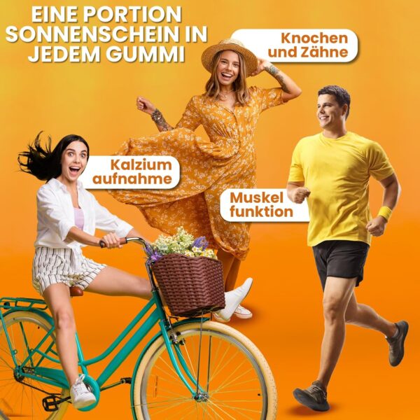 Reliefy Vitamin D3 Gummibärchen Hochdosiert 4000 IE | Immunsystem, Stoffwechsel & Knochen | Hohe Festigkeit für Kinder und Erwachsene - Zuckerfrei, Vegan und Glutenfrei - 60 Stück – Bild 2