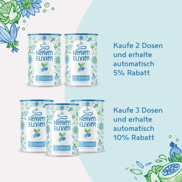 Nerven-Elixier - Melatonin, Magnesium, B-Vitamine & Aminosäuren für natürliches Stressmanagement & Entspannung am Abend - Pflanzliche Mischung mit Blaubeer-Geschmack - 400g Pulver von Alpha Foods – Bild 10