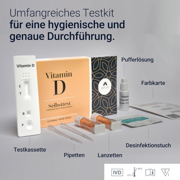 ASPILOS Vitamin D Schnelltest - Vitamin D Test für Zuhause - Ergebnis in 10 Minuten - Zuverlässig & Präzise - Leichte Anwendung – Bild 6