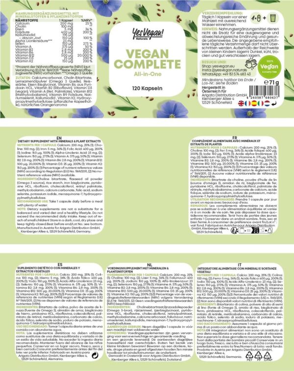 Vegan Multivitamin & Mineralien mit 14 Vitaminen u.a. B12, Jod, Eisen, Cholin (120 Kapseln hochdosiert) für Veganer & Vegetarier - Vegan Supplements - Vegetarier Vitamine - Multivitamin vegan – Bild 8