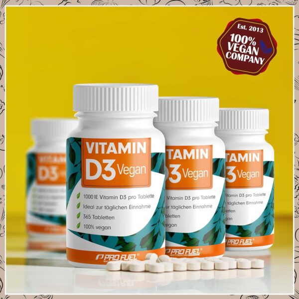 Vitamin D3 VEGAN 1000 IE - 365 Tabletten - Jahresvorrat Vitamin D3 - optimal hochdosiert - für Immunsystem und Knochen - ohne unerwünschte Zusatzstoffe - laborgeprüft mit Zertifikat - 100% vegan – Bild 4