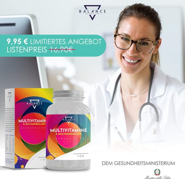 MULTIVITAMIN - 360 TABLETTEN (12 Monate) | Multivitamin Tabletten Hochdosiert | Vitamine A-Z Hochdosiert | Vitamine, Mineralstoffe mit Vitamin A, B, C, D3, E, Zink, Selen, Kupfer – Bild 7