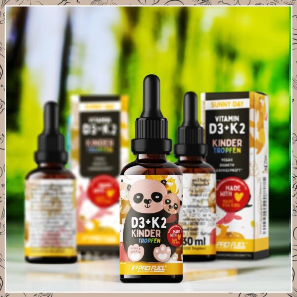 Vitamin D3 + K2 KINDER Tropfen 1000x - mit 650 IE Vitamin D3 vegan + 20 µg bioaktives Vitamin K2 MK7 (Pharmaquinone®) - Immunsystem & Knochen - laborgeprüft mit Zertifikat - Vorrat für 11 Monate – Bild 4