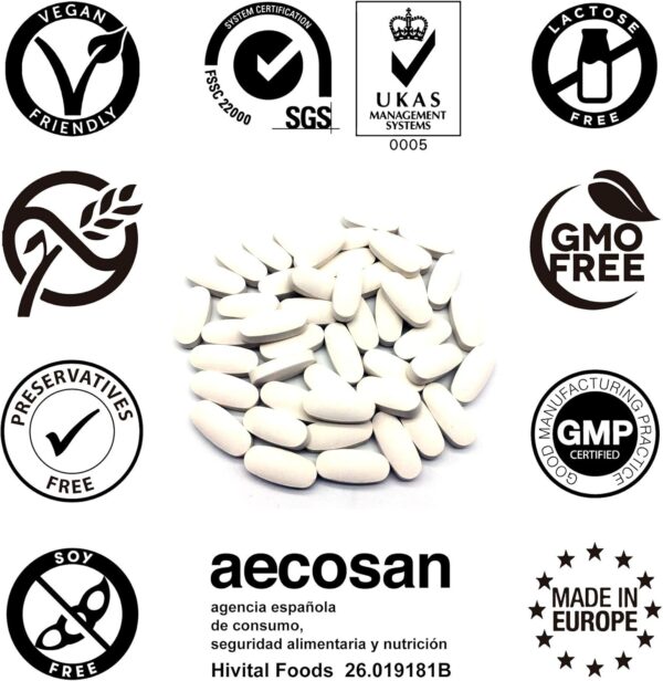 Magnesium 200 mg (gewonnen aus der MagnesiumCitrat). 240 Vegane Tabletten, Vorrat für 8 Monate). Produkt entwickelt und hergestellt von HIVITAL Laboratories – Bild 4