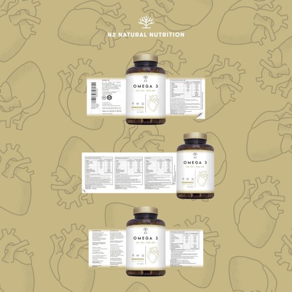 Omega 3 Kapseln Hochdosiert mit 2000 mg Fischöl mit 700mg EPA und 500 mg DHA, Fischöl mit Vitamin E und den Omega 3 Fettsäuren. 120 Softgel-Kapsel reines Seefischöl N2 Natural Nutrition – Bild 9