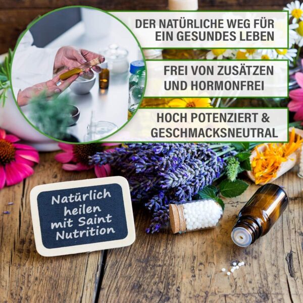 Saint Nutrition® C40 Schlaf Globuli + aktiviert körpereigenes Melatonin zur Entspannung - Beruhigunsmittel für den Mensch zum einschlafen + Sleep Well - DAS pflanzliche Mittel für Erwachsene & Kinder – Bild 6