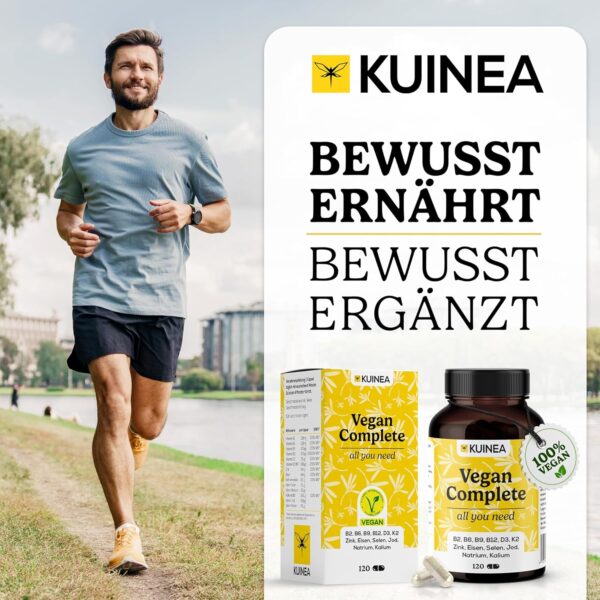 Vegan Complex - All in one Vitamine I 4-MONATS-VORRAT I Vitamin B12 Vegan+D3+K2+B2+B9+B6 + Zink + Eisen + Selen + Jod + Natrium + Kalium - Vegan Vitamine, Vegan Supplements – Bild 8